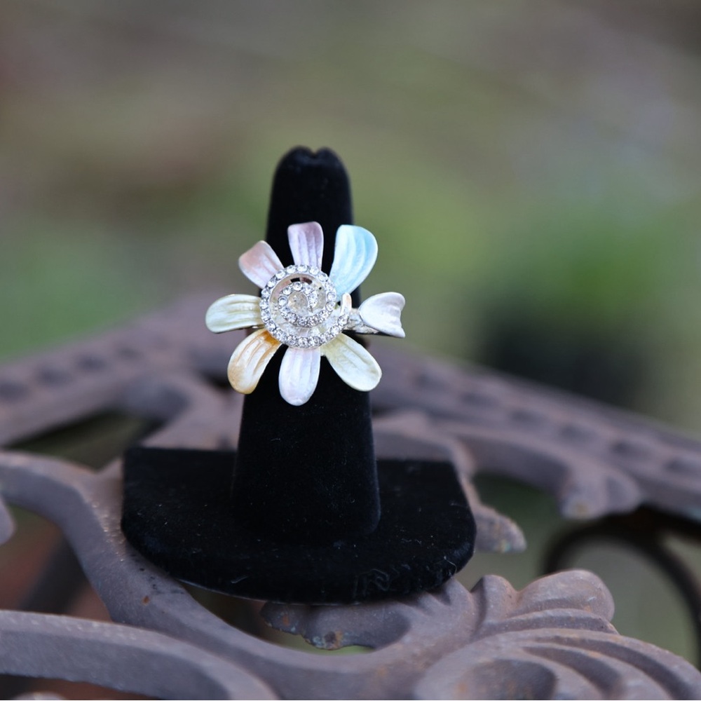 Multicolor Floral Crystal Ring - Women Jewelry